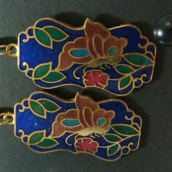 Vintage 80's costume butterfly earrings - Picture 2 of 3